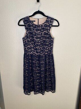 Ivy + Blu Womens Sleeveless Black Lace Dress Nude Lining 6 Elegant Vietnam Nylon